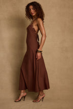 Laura Mocha Linen Maxi Dress