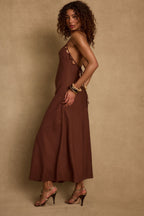 Laura Mocha Linen Maxi Dress