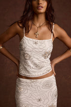 Luci White Beaded Tank