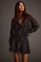 Lennox Black Gunmetal Drop Waist Micro Mini Dress