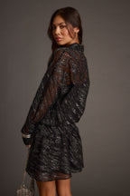 Lennox Black Gunmetal Drop Waist Micro Mini Dress