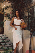 Liana White Low Rise Maxi Skirt