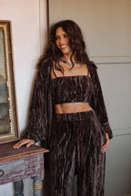Rhea Espresso Velvet Crop Top