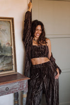 Rhea Espresso Velvet Crop Top