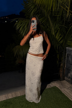Julia White Beaded Maxi Skirt