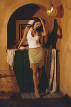 Luna Cove Sage Fringe Mini Skirt