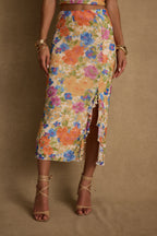 Marisol Floral Mesh Midi Skirt