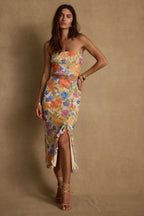 Marisol Floral Mesh Strapless Crop Top