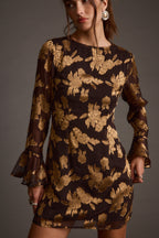 Marissa Gold and Black Floral Mini Dress