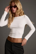Matti White Boat Neck Top