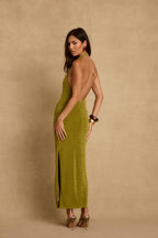 Melani Chartreuse Midi Dress