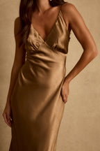Mirabella Bronze Satin Maxi Dress