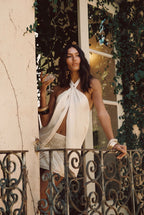 Moonlit Kiss Cream Satin Halter Top