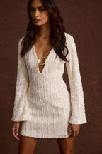 Nerina White Sequin Mini Dress