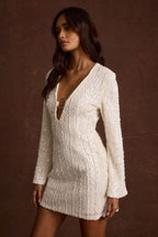 Nerina White Sequin Mini Dress
