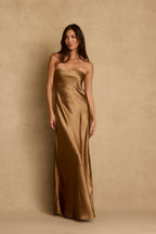 Natalia Bronze Strapless Maxi Dress
