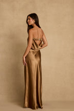 Natalia Bronze Strapless Maxi Dress