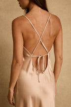 Natalia Champagne Satin Maxi Dress
