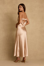 Natalia Champagne Strapless Maxi Dress