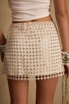 Ola Champagne Sequin Mini Skirt