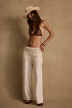 Outlaw Cream Lace Fringe Scarf Top