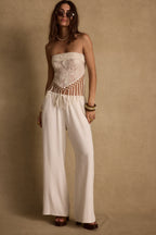 Outlaw Cream Lace Fringe Scarf Top