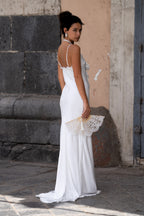 Prosecco White Rosette Frill Maxi Dress
