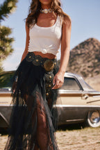 Rosalie Rock Black Tulle Maxi Skirt