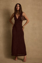 Reese Espresso Slinky Maxi Dress
