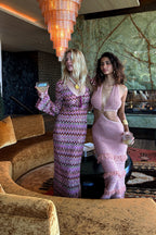 Palermo Pink Crochet Plunge Maxi Dress