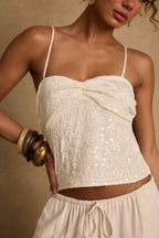 Silvia Ivory Sequin Top