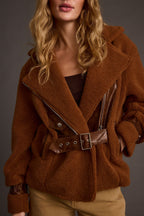 Slater Mocha Moto Sherpa Coat