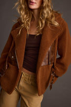Slater Mocha Moto Sherpa Coat