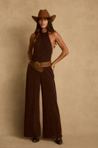 Stellan Espresso Halter Jumpsuit