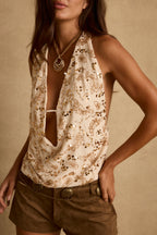 Sunset Ivory Halter Top