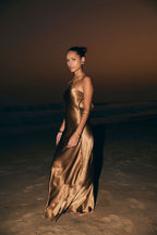 Natalia Bronze Strapless Maxi Dress