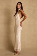 Noella Champagne Sequin Maxi Dress