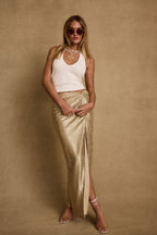 Toulouse Metallic Gold Maxi Skirt