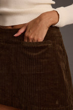 Tavern Mocha Corduroy Mini Skirt