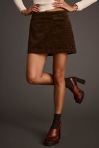 Tavern Mocha Corduroy Mini Skirt