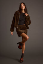 Tavern Mocha Corduroy Mini Skirt