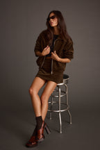 Tavern Mocha Corduroy Mini Skirt