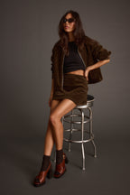 Tavern Mocha Corduroy Mini Skirt