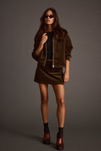 Tavern Mocha Corduroy Mini Skirt