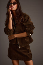 Tavern Mocha Corduroy Mini Skirt