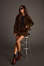 Tavern Mocha Corduroy Mini Skirt