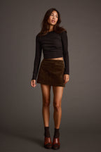 Tavern Mocha Corduroy Mini Skirt