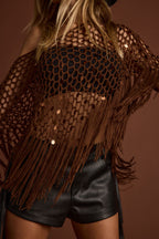 Rianne Mocha Sequin Crochet Shawl