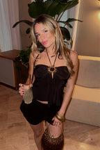 Vida Black Brooch Top