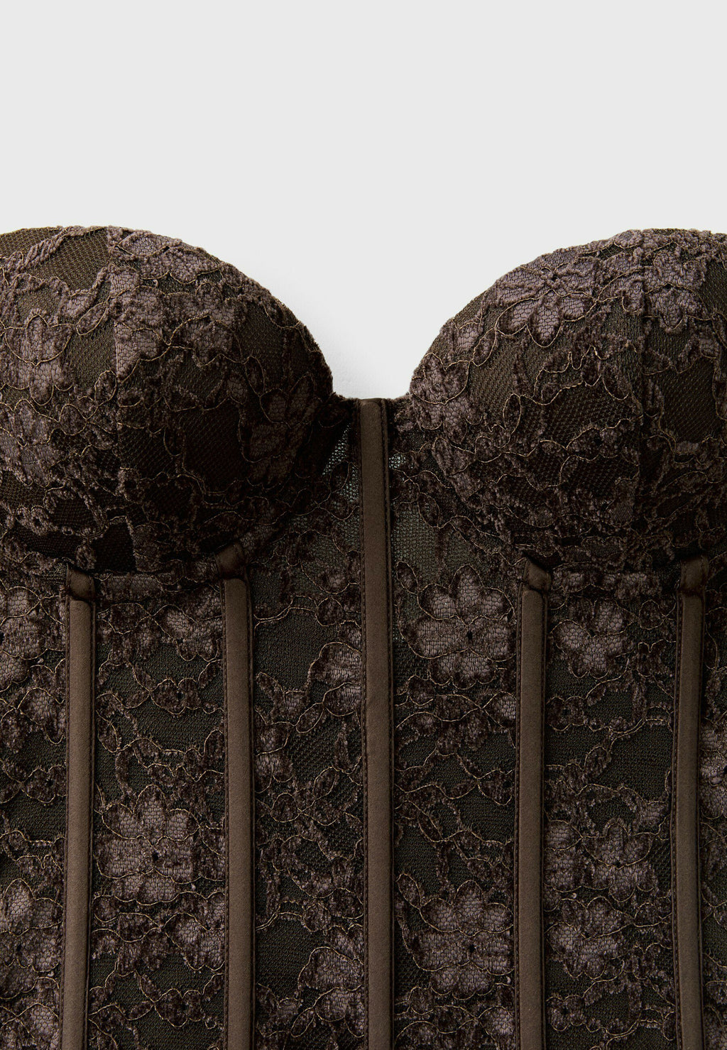FITTED LACE CORSET - Top - dark brown